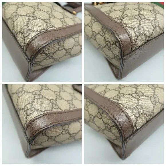 100% Authentic GUCCI Ophidia Top Handle Brown GG Canvas Satchel - Picture 6 of 12
